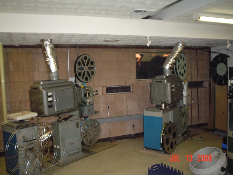These are the projectors for screen 3 set at a steep angle to the wall. The third screen was added in 2005.