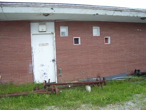 Front of the concession stand where the projectionist operated the projectors.  I tried to look in thru one of the windows, but it was too dark to see anything.