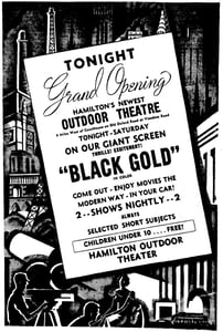 The Sept. 3, 1948 grand opening ad for the Hamilton Outdoor Theater, which was renamed the Holiday Auto Theater in April of 1952.