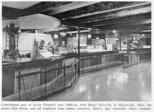 The Jolly Roger's "pirate motif" concession stand during its opening season.