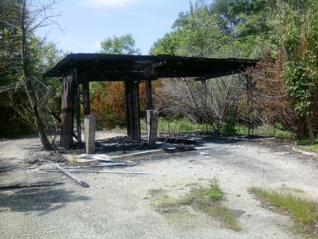 These pictures were taken 05282011 This is all that remains of the Lake Drive-In situated on Rt. 68 in Mt. Orab, Ohio. This is the Ticket booth...it was hit by lightning an caught fire.