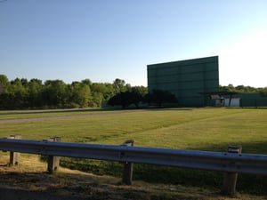 View from the road with the main screen 1, ticket booth entrance, and box office.