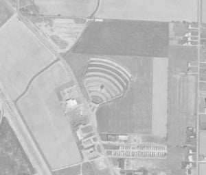 Aerial photo from 1963 of drive-in location.