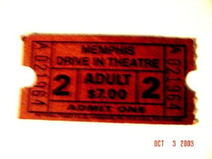 Ticket stub from Memphis Drive-In Theatre (2003).