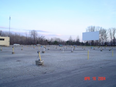 Looking out toward screen 2 from the back of the screen 1 lot. The projection booth is to the left.