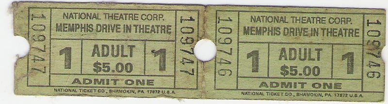 Memphis Drive-In Movie Ticket