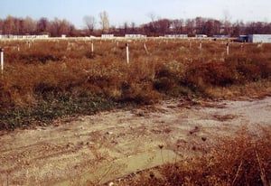 Field with portion of concession building on the right