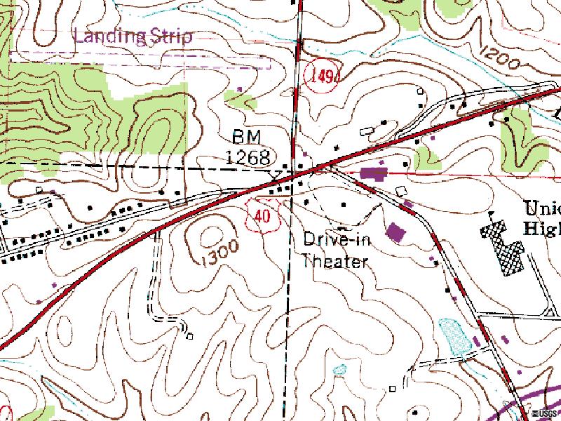 TerraServer map of former site at US-40 and Hwy 149