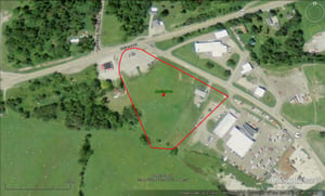 Google Earth image with outline of former site