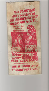 Promotional Item from a Drive-In around 44130 B Movie Mark of The Devil Vomit Bag