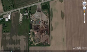 Google Earth image of former site located SW of town on US-36