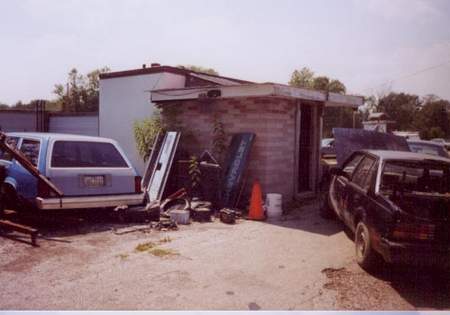 Ticket booth now used as the junkyard's office.