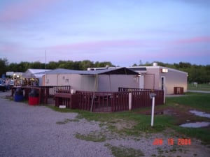 concession/projection building and outdoor patio