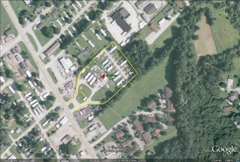 Google Earth Image with former site outlined