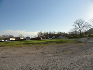 entrance looking toward the former field-screen would have been in the middle of the grassy area