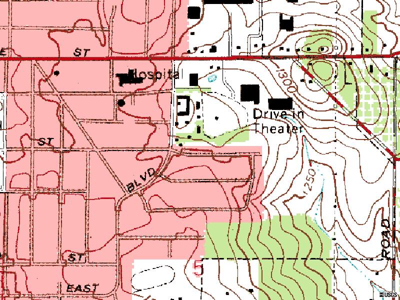 TerraServer map of former site east of town on OH-14