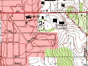 TerraServer map of former site east of town on OH-14