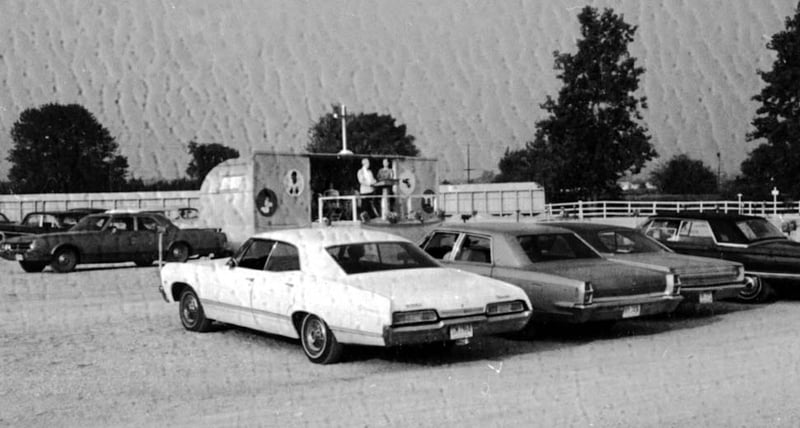 Church services at Sandusky Drive-In. 1950's