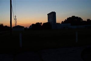 The Sandusky Drive-In at dusk, unfortunately it's dark and empty.