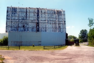 back of screen and ticket booth entrance