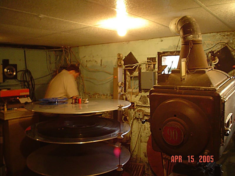 owner Dan Myers in the projection room