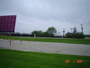 entrance with screen 1 and screen 2 in the background