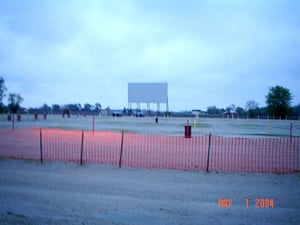 screen 2 lot...The projection booth for screen 2 is in a trailer to the left of the cars.