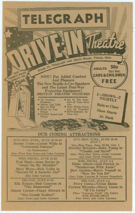 1946 Ad for Telegraph Drive in.