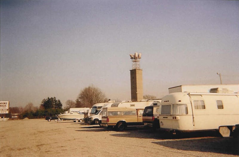 lot with the tower in the background