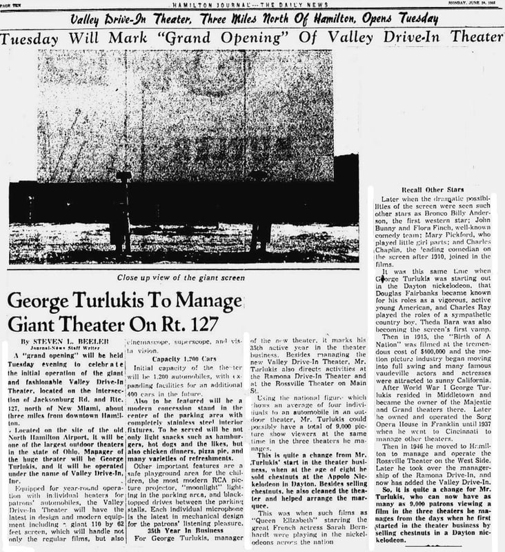 Valley Grand Opening newspaper article June 20, 1955. Part 1.