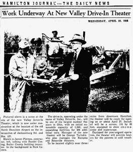 Valley Drive-in newspaper article on initial construction April 20, 1955.