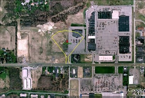 current site-former site outlined