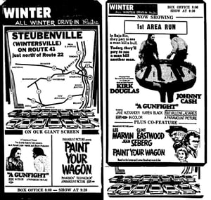 Movie ad for the winter drive-in, dated 6-16 and 6-18 1971. Ad found on newspaperarchive.com