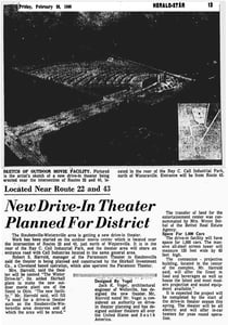 Newspaper article on construction of the upcoming Winter Drive-in Theater, which would open in September of that year.