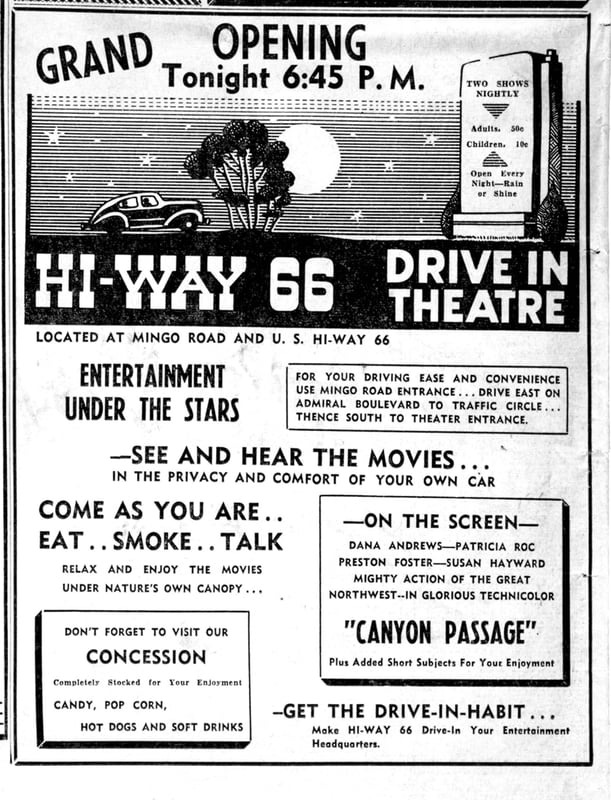 This ad is from the Tulsa Tribune of Aug 21 1947 the opening night of the theater