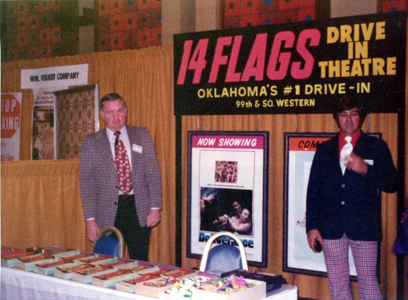 This looks like the grand opening. All I know that Marvin Staton who owned and closed Springlake Amusement Park in OKC was an investor in the drive in. the poster is Deliverence which was released in 1972.