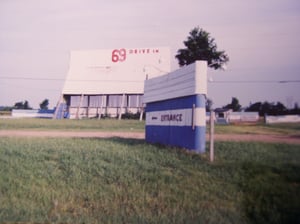 Back of Screen & Marquee. You can also see the Ticket Booth at the right of the Screen.