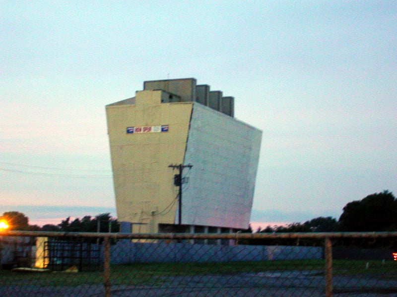 Double-sided screen tower as seen from the road
