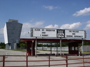 Entrance, Marquee, Ticket Booth & Screen Tower in Background.