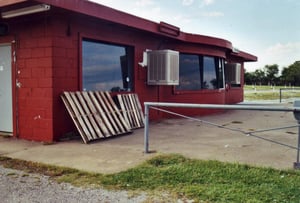 A closer look at the concession building on the west lot