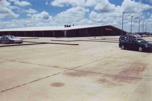 The business of Eddie Cordes Dodge occupies the front section of the lot