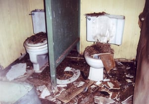 Demolished restrooms
