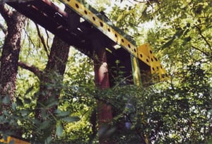 The site is very overgrown by an extremely dense thicket today and even the marquee is almost inaccessible