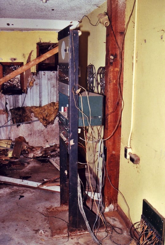 Sound rack and empty space where a projector was installed