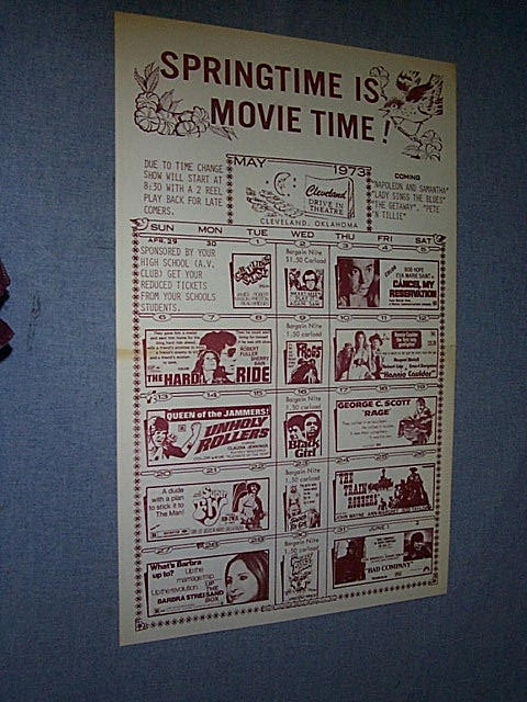 THEATER CALENDAR FOR THE CLEVELAND DRIVE IN THEATRE CLEVELAND, OKLAHOMA MAY 1973