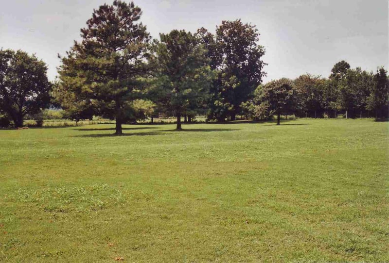 The field is now the garden of a residence