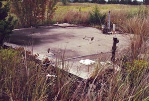 Concrete slab of the projection booth