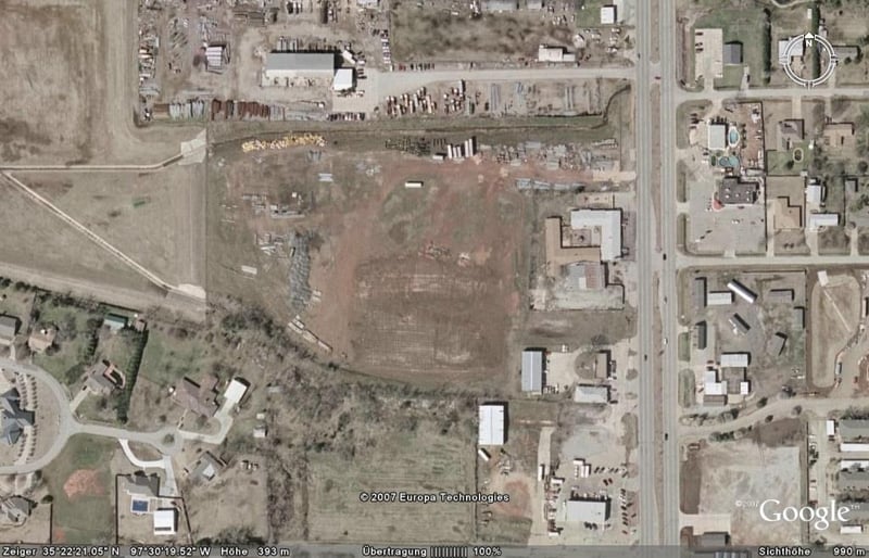 Aerial view of former drive-in site