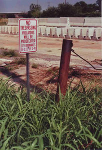 This piece of metal tube near the entrance is probably a remnant of the marquee