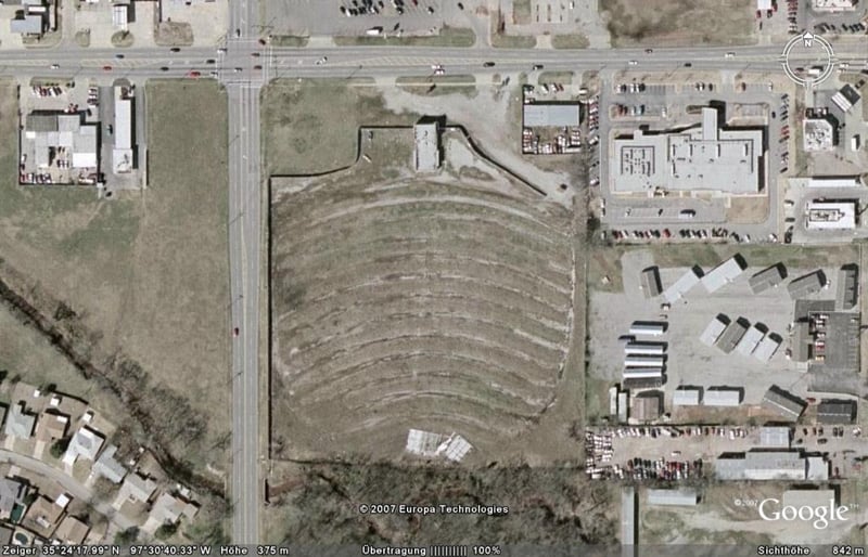 Aerial view of former drive-in